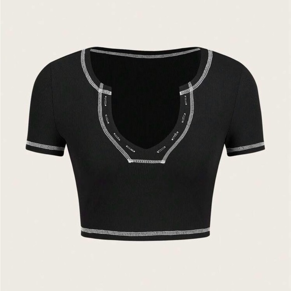 SHEIN Tops - [Shein] Black Ribbed Cropped Top